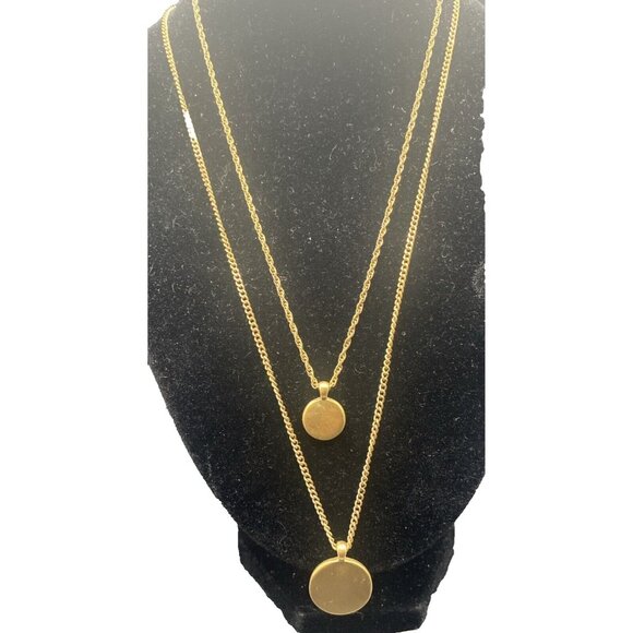 J.CREW Jewelry - Signed J. Crew Necklaces Round Medallion Two Pendant Chain Gold Tone 14" and 18"